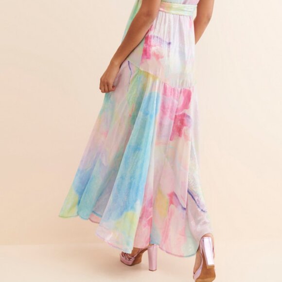 NEW HUTCH Alden Rainbow Sequin Anthropologie TRUE WRAP Maxi Dress 13M7 - Picture 8 of 12
